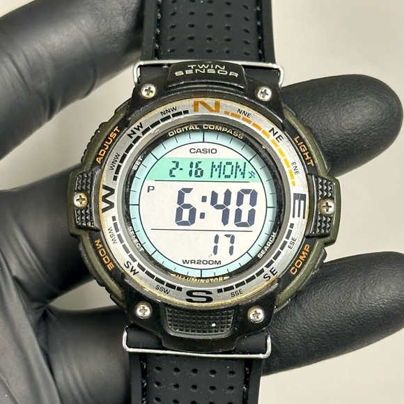 Casio Other - Casio SGW100B-3V Digital Twin Sensor Black & Green 48mm Resin Men’s Sport Watch